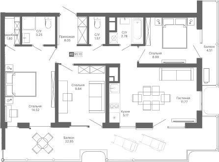 4-комн., 67.74 м²