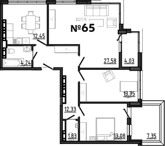 3-комн., 85.26 м²