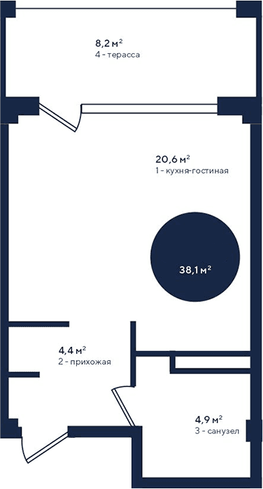 Студия, 29.9 м²