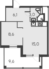 2-комн., 32.6 м²