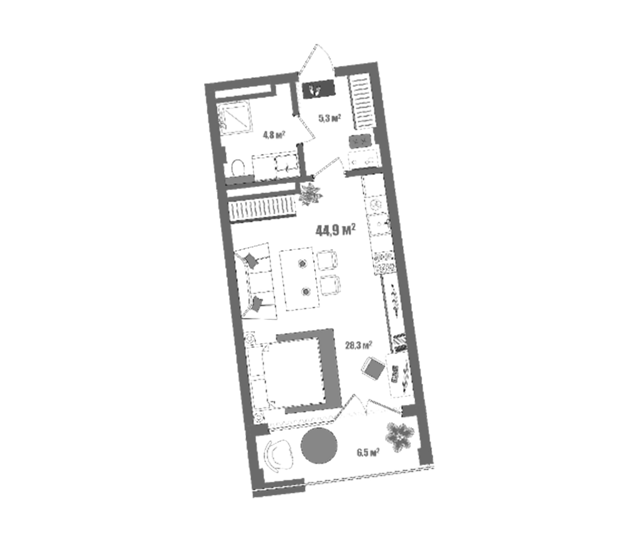 Студия, 38.4 м²