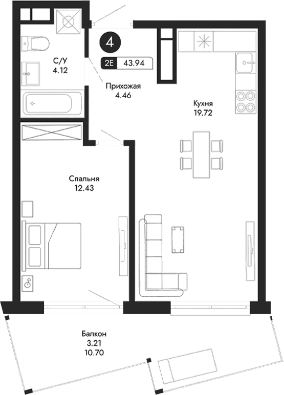 2-комн., 40.73 м²
