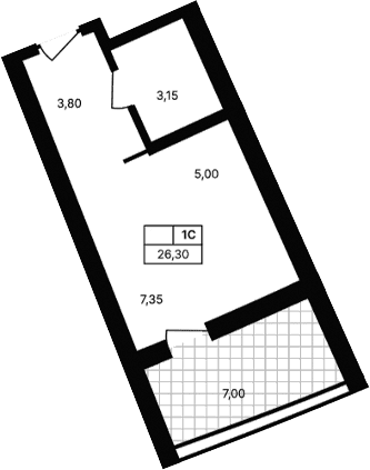Студия, 19.3 м²