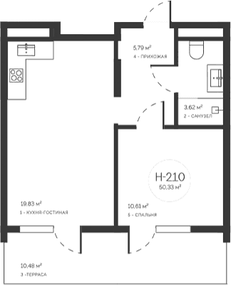 2-комн., 39.85 м²