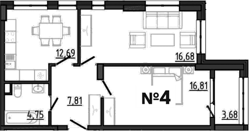 2-комн., 58.74 м²