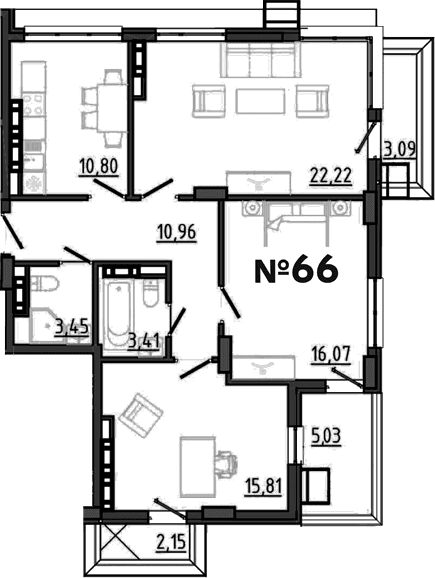 2-комн., 82.72 м²