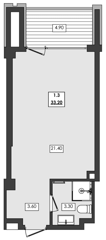 1-комн., 28.3 м²