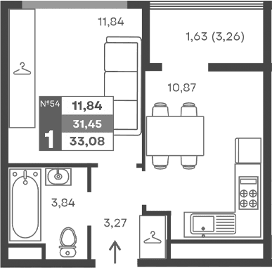 1-комн., 29.82 м²