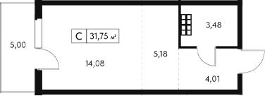 Студия, 26.75 м²