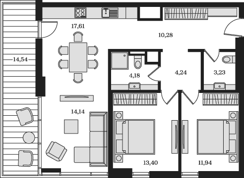3-комн., 79.02 м²