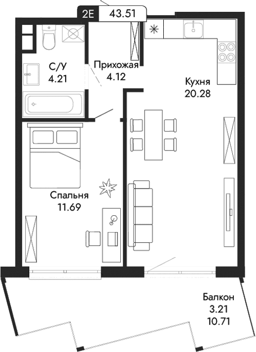 2-комн., 40.3 м²