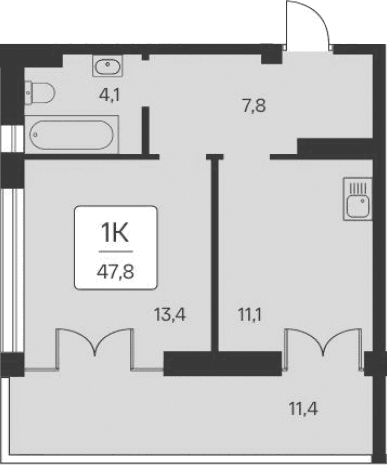 1-комн., 36.4 м²