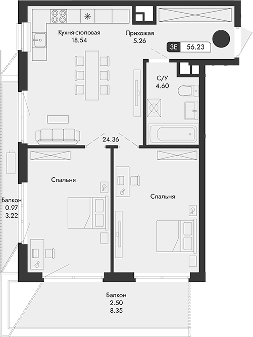 Своб. план., 52.76 м²