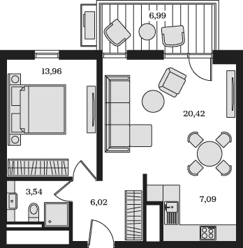 2-комн., 51.03 м²