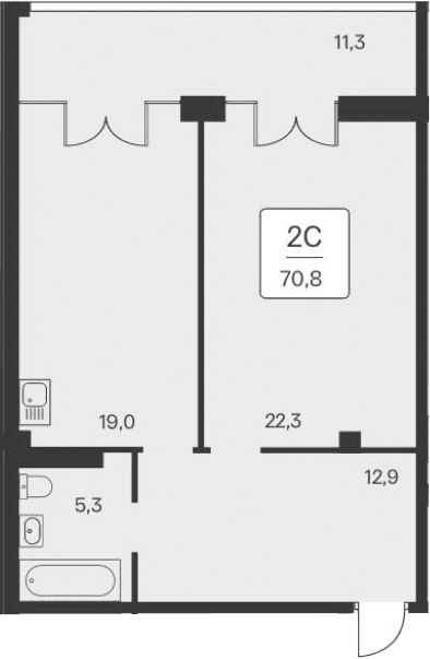 1-комн., 59.5 м²