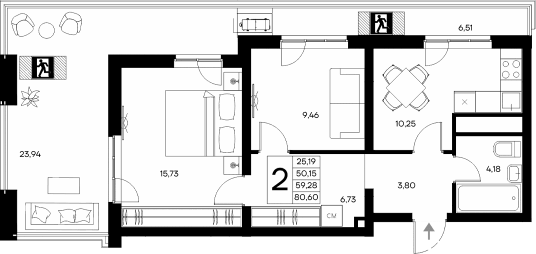 2-комн., 50.15 м²