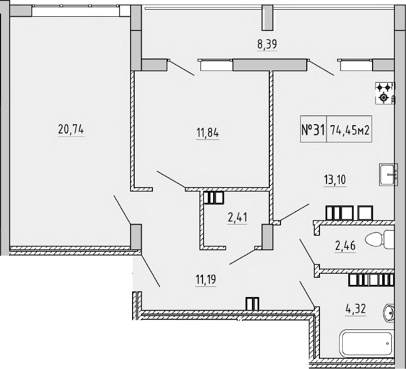 2-комн., 66.06 м²