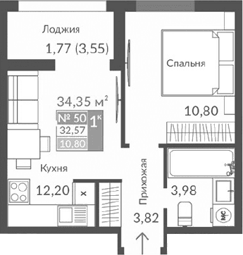 2-комн., 30.8 м²