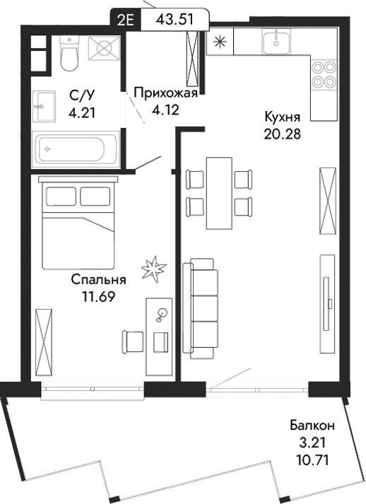 2-комн., 40.3 м²