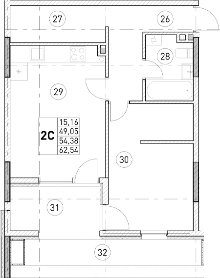 2-комн., 49.05 м²