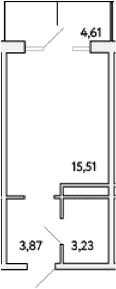 Студия, 22.61 м²