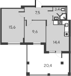 3-комн., 50.5 м²