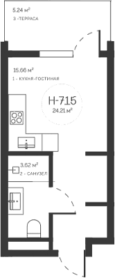 Студия, 19.28 м²