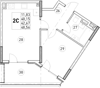 1-комн., 40.15 м²