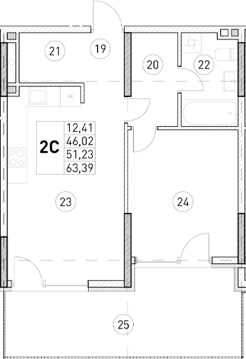 1-комн., 46.02 м²