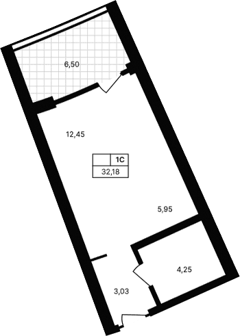 Студия, 25.68 м²