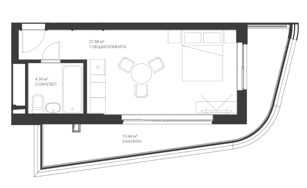 Студия, 26.92 м²