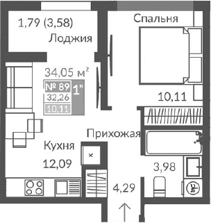 2-комн., 30.47 м²