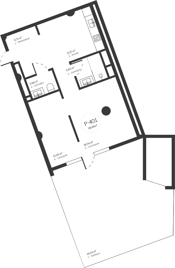 2-комн., 53.61 м²