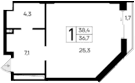 Студия, 36.7 м²
