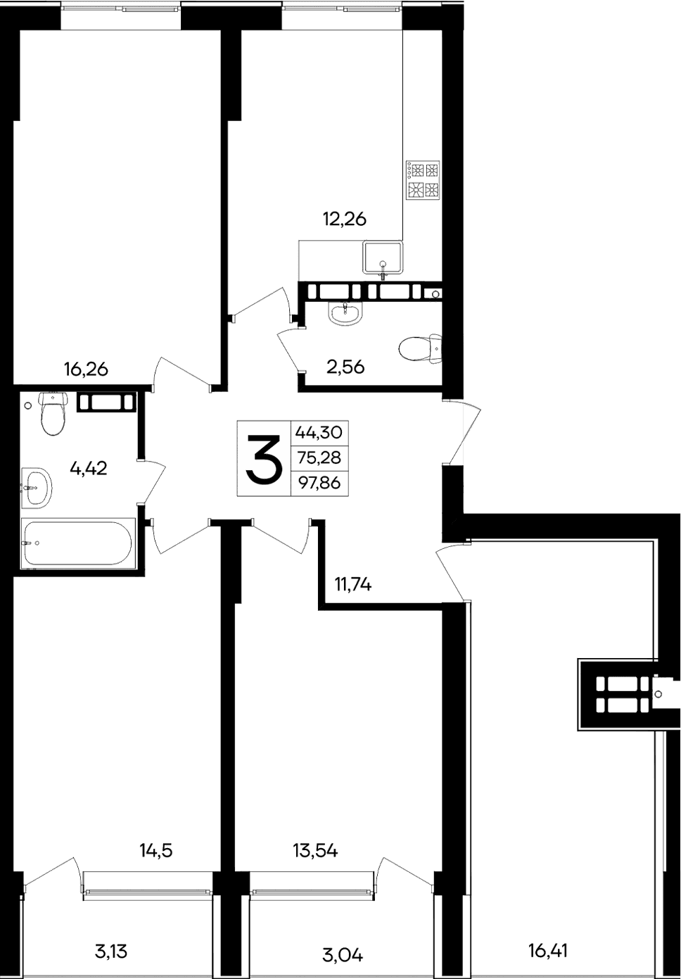 4-комн., 91.69 м²
