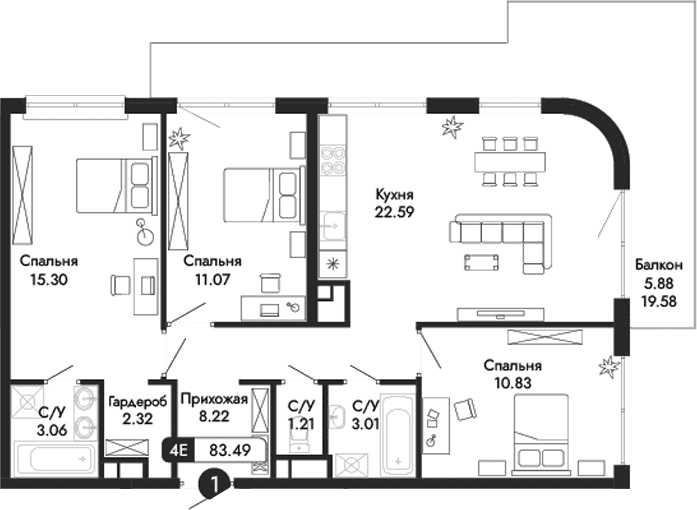 4-комн., 77.61 м²