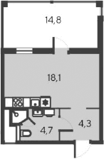 Студия, 27 м²