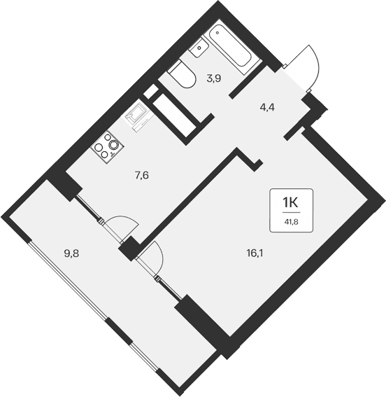 1-комн., 32 м²