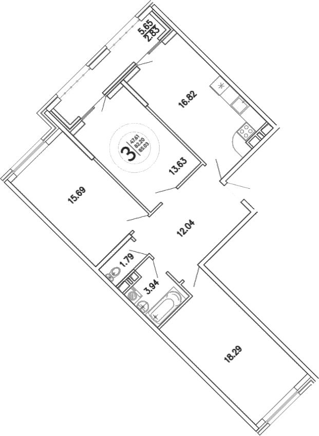 3-комн., 82.2 м²