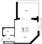 Студия, 32 м²