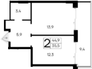 1-комн., 35.5 м²