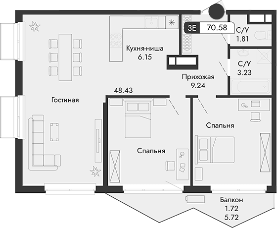 Своб. план., 68.86 м²