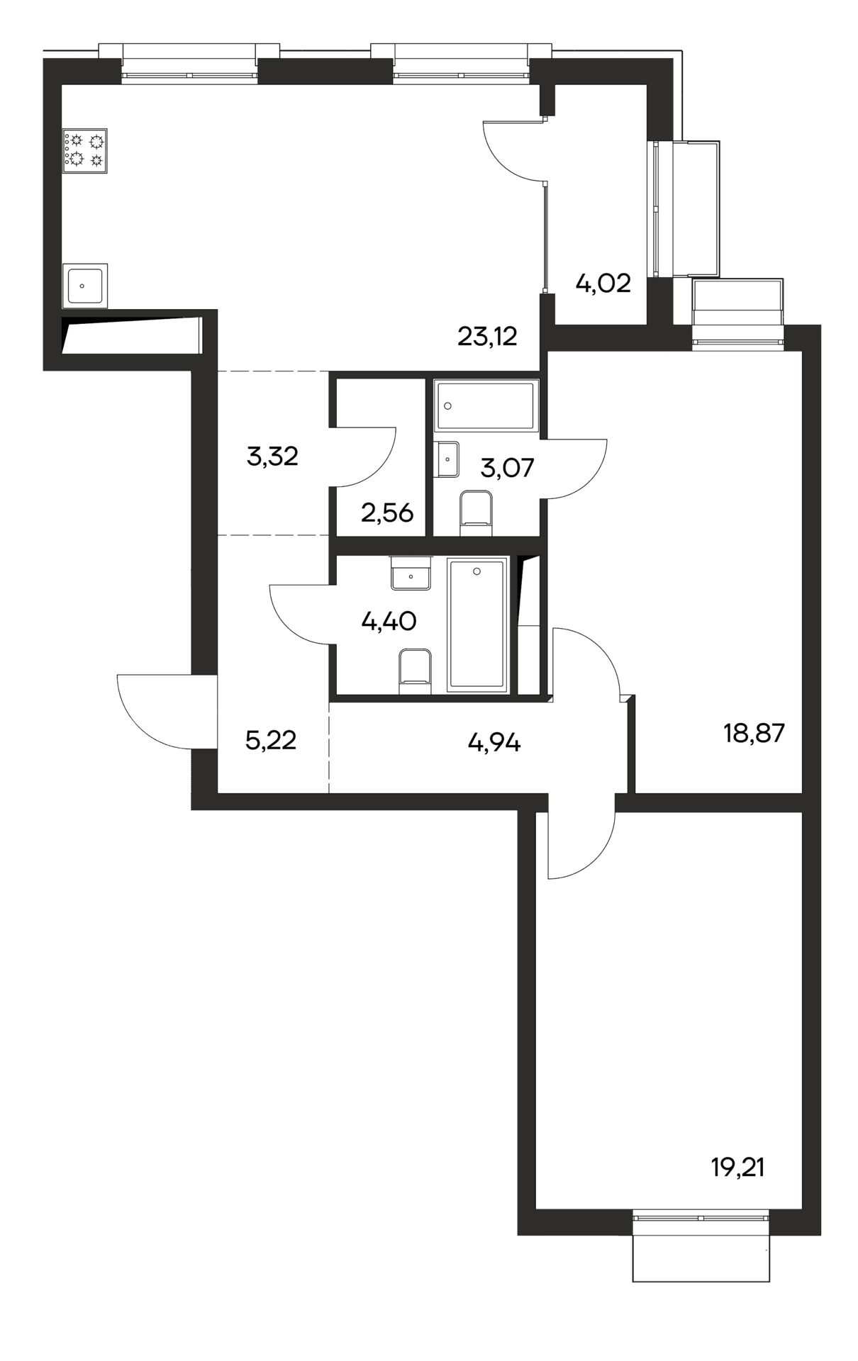 2-комн., 84.71 м²