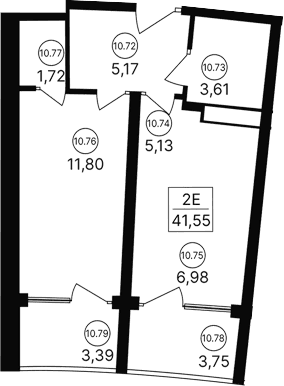 2-комн., 34.41 м²
