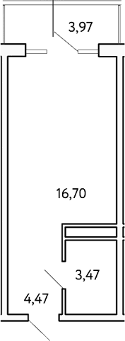 Студия, 24.64 м²