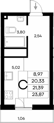 Студия, 20.33 м²
