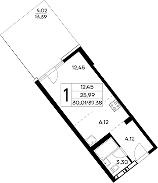 Студия, 35.36 м²