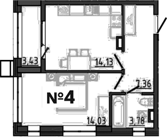 1-комн., 39.3 м²