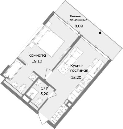 1-комн., 40.5 м²