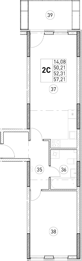 1-комн., 50.21 м²